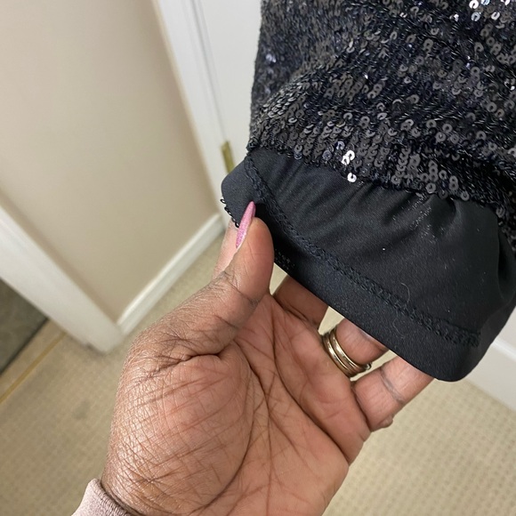 DKNY Black Sequin Mini Dress with Red Adjustable Straps - Picture 6 of 11